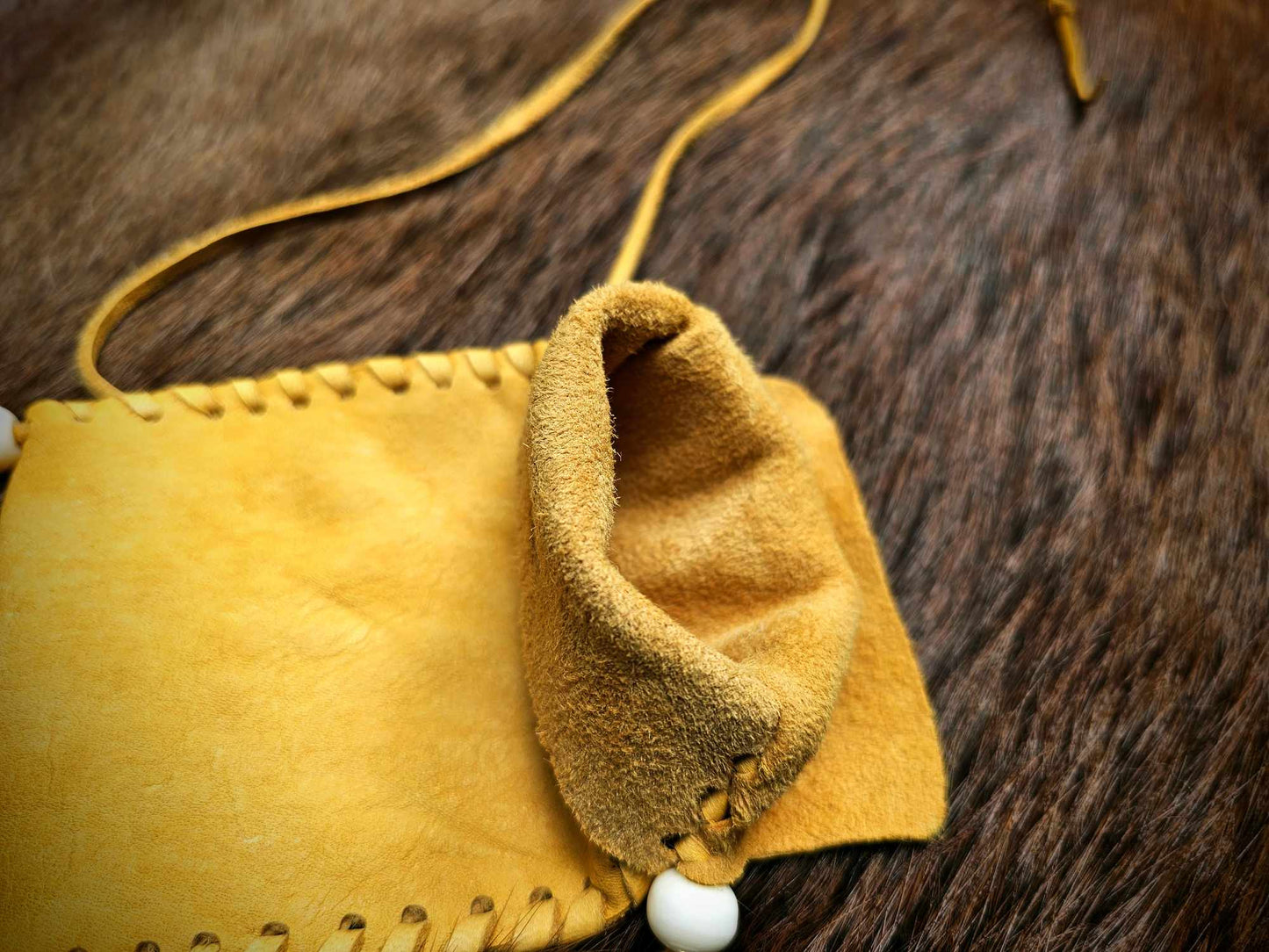 Natural Gold Buckskin Bag | Bone and Brass