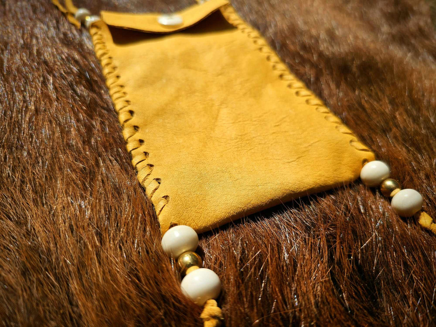 Natural Gold Buckskin Bag | Bone and Brass