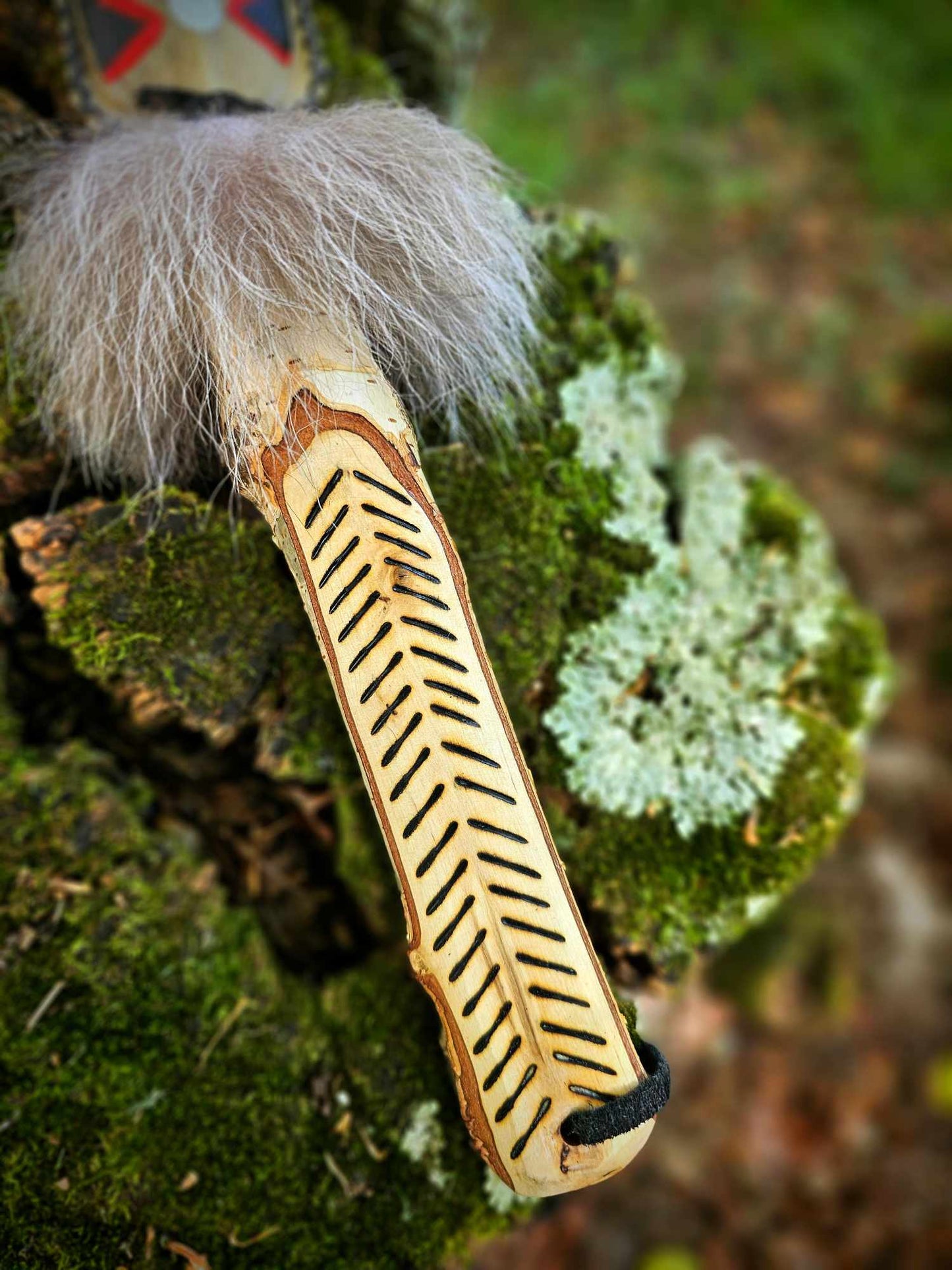 20" Hand Painted Horse Hide Drum + Coyote Rattle & Wolf Drum Beater