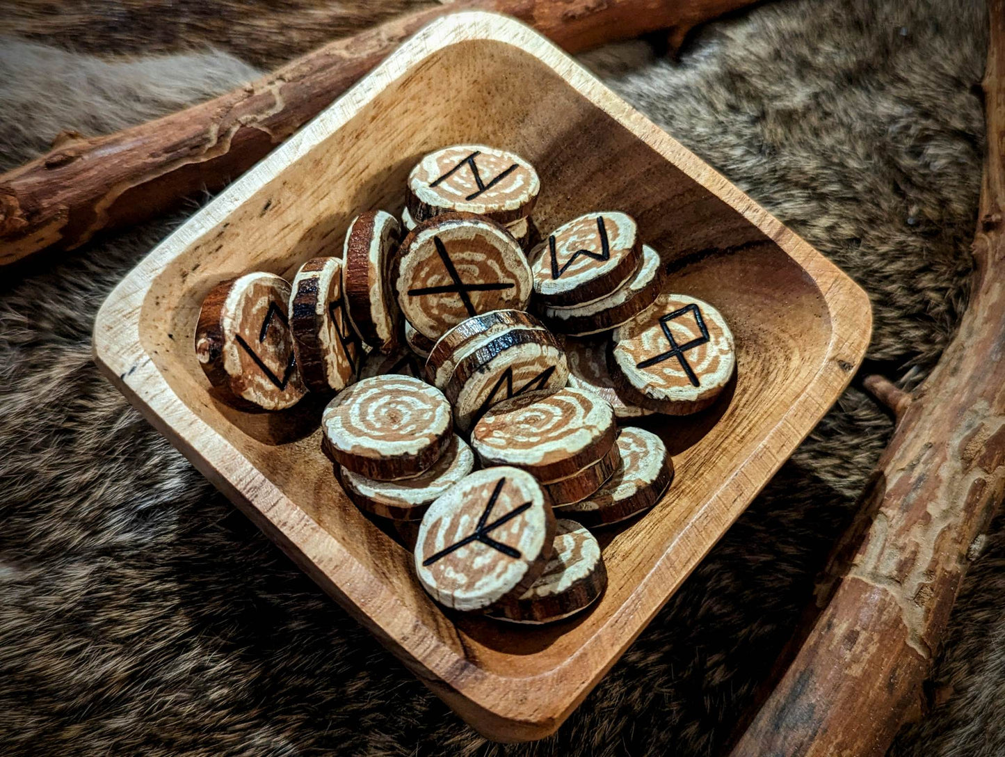 24 Elder Futhark Apple Wood Runes