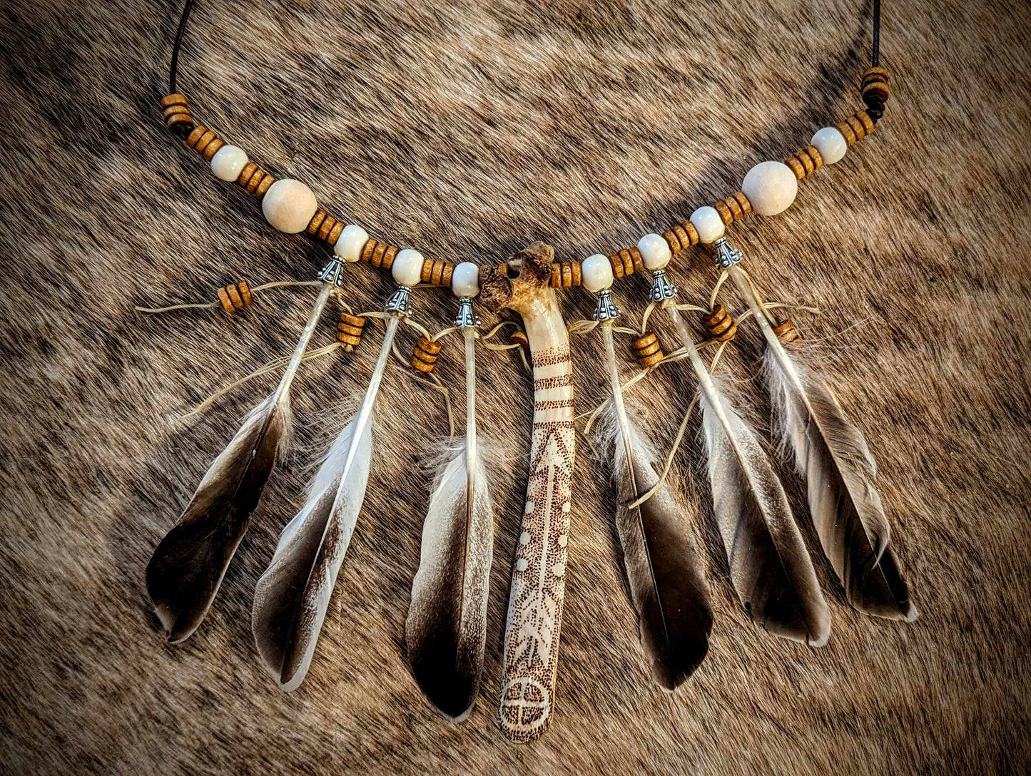Sunwheel Arrow Feather Necklace