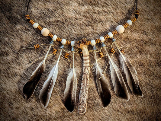 Sunwheel Arrow Feather Necklace