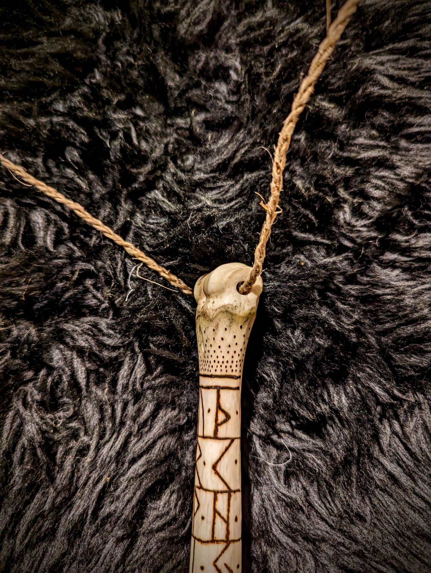 Elder Futhark Rune Bone Talisman on Braided Cord