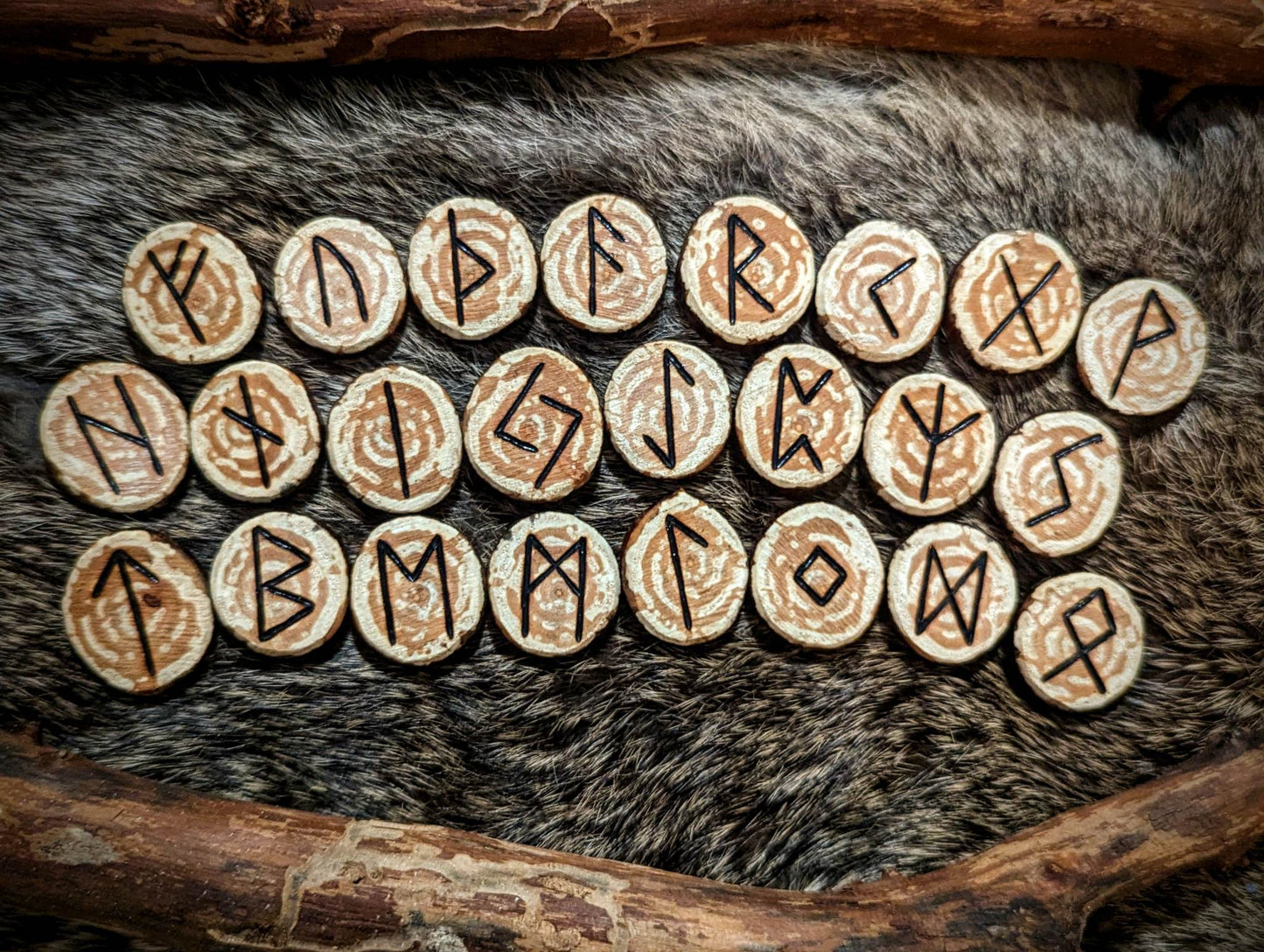 24 Elder Futhark Apple Wood Runes