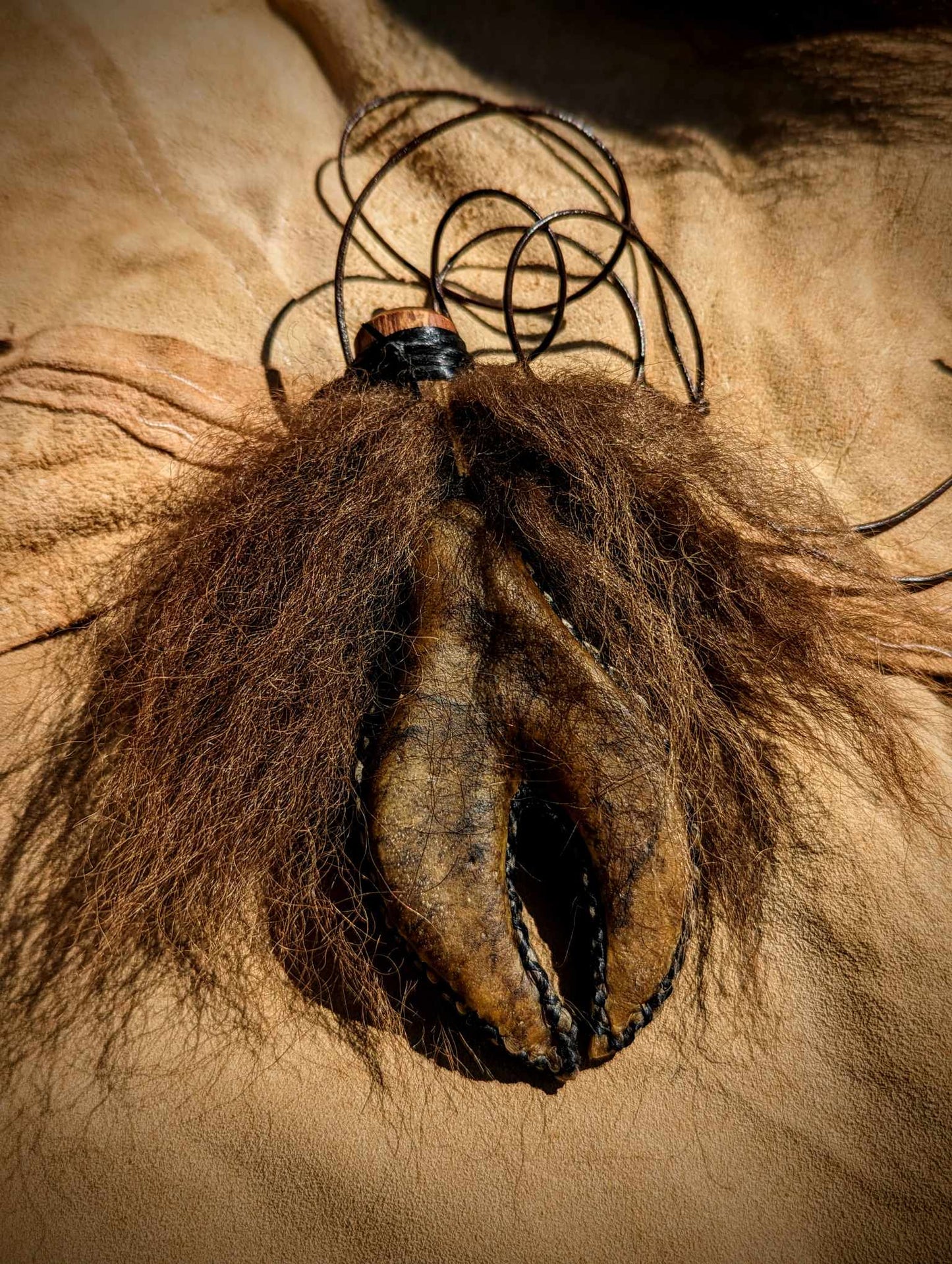 Bison Hide Rattle Bison Hair Buffalo Shaman Rattle