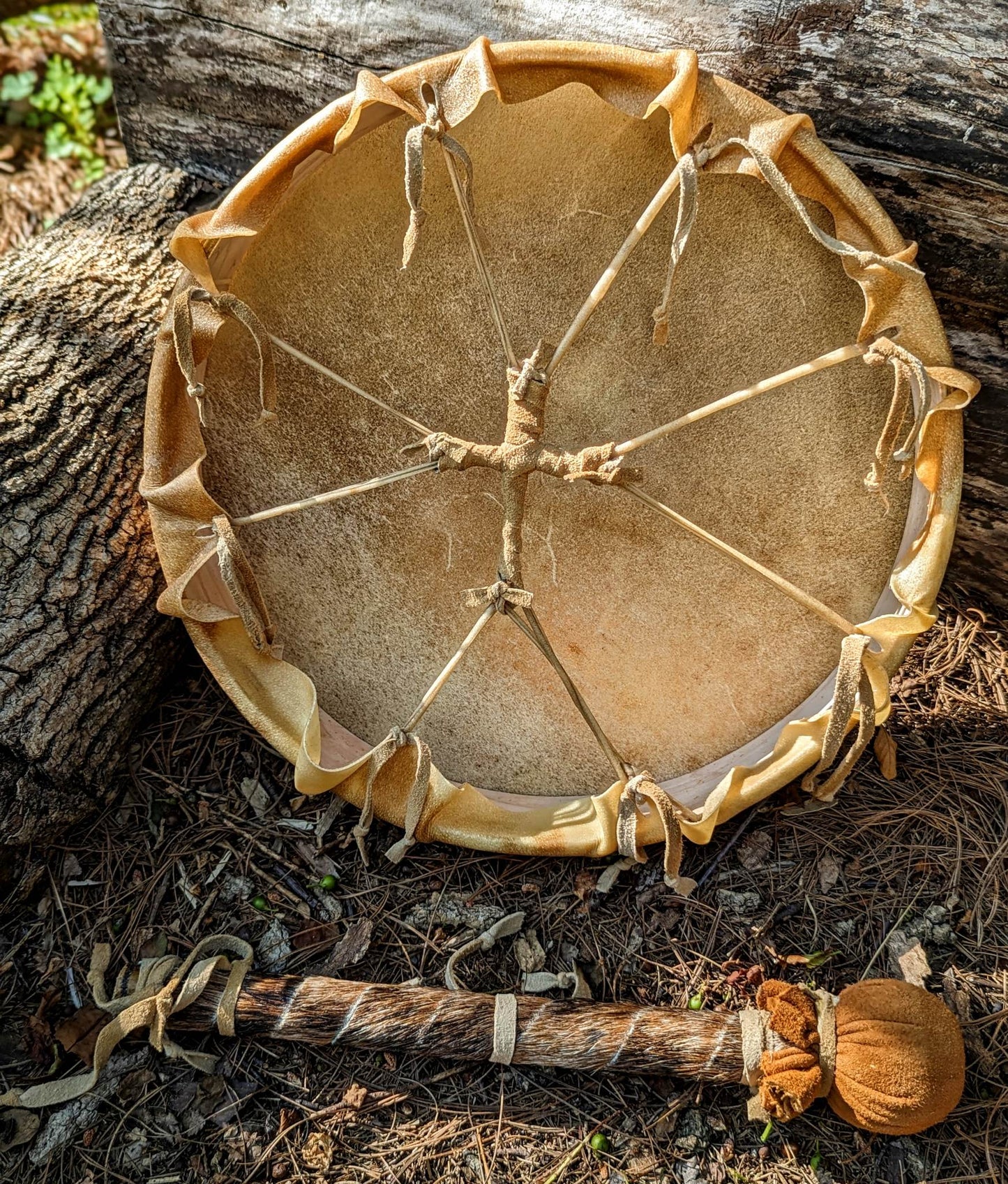 12 Inch Steer Hide Shaman Drum With Hair On Cowhide Beater