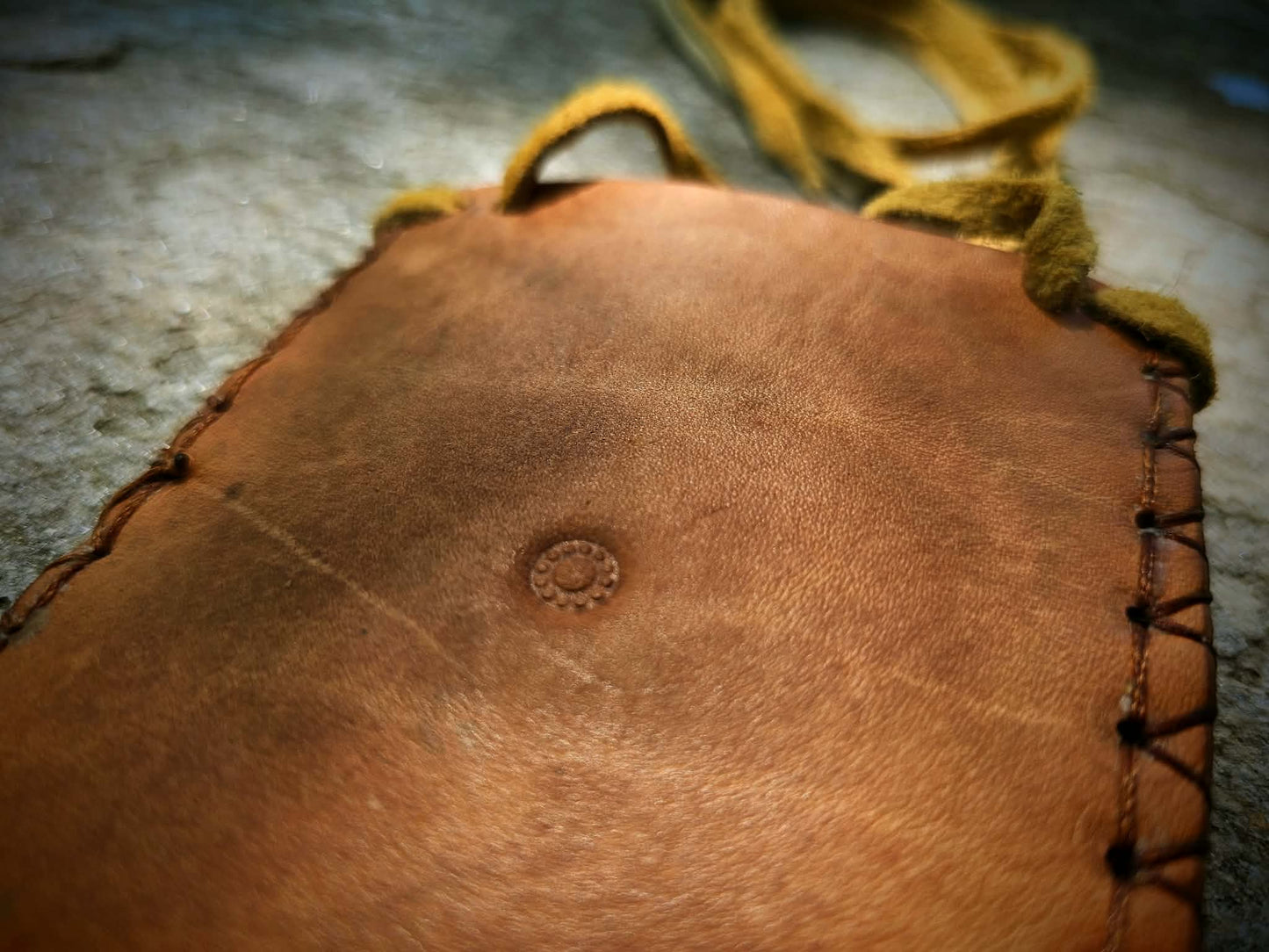 Buckskin Neck Pouch Hard Back for Tobacco or Herbs