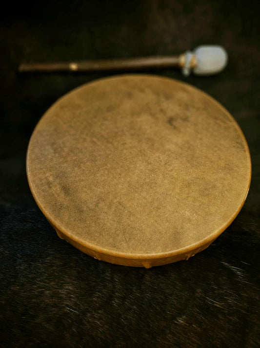 Natural Dappled Elk Hide 15 Inch Maple Frame Drum With Beater