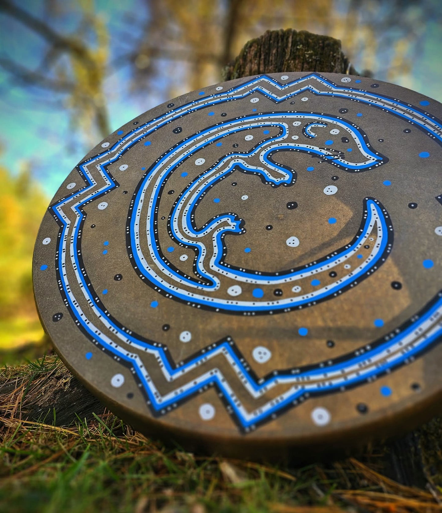 Kanawha River Otter Night Sky Horse Hide Drum 20"