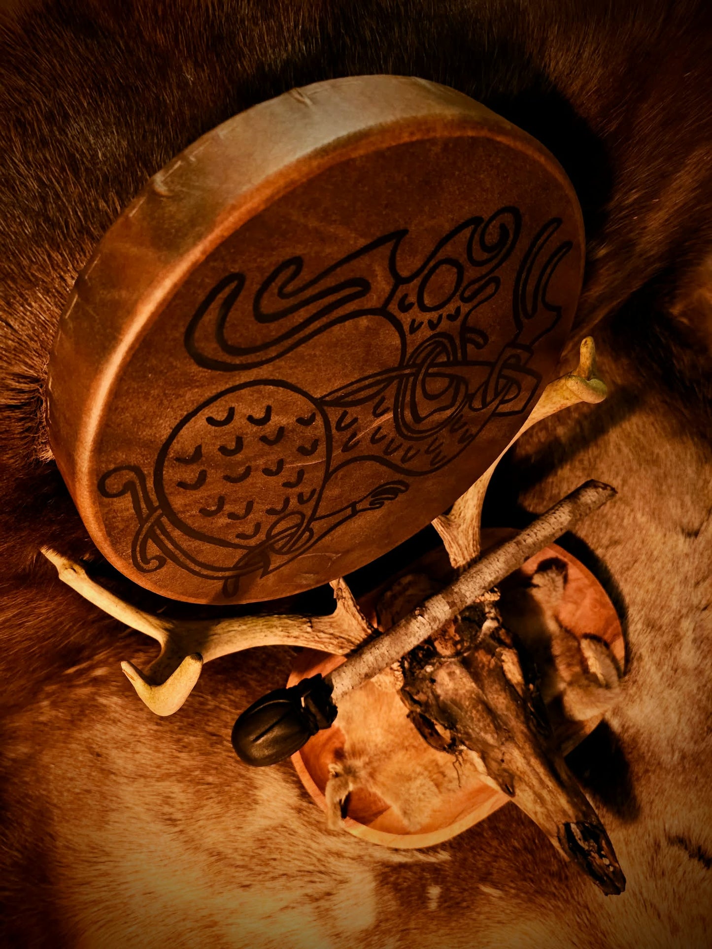 Horse Hide 12" Viking Art Drum With Beater