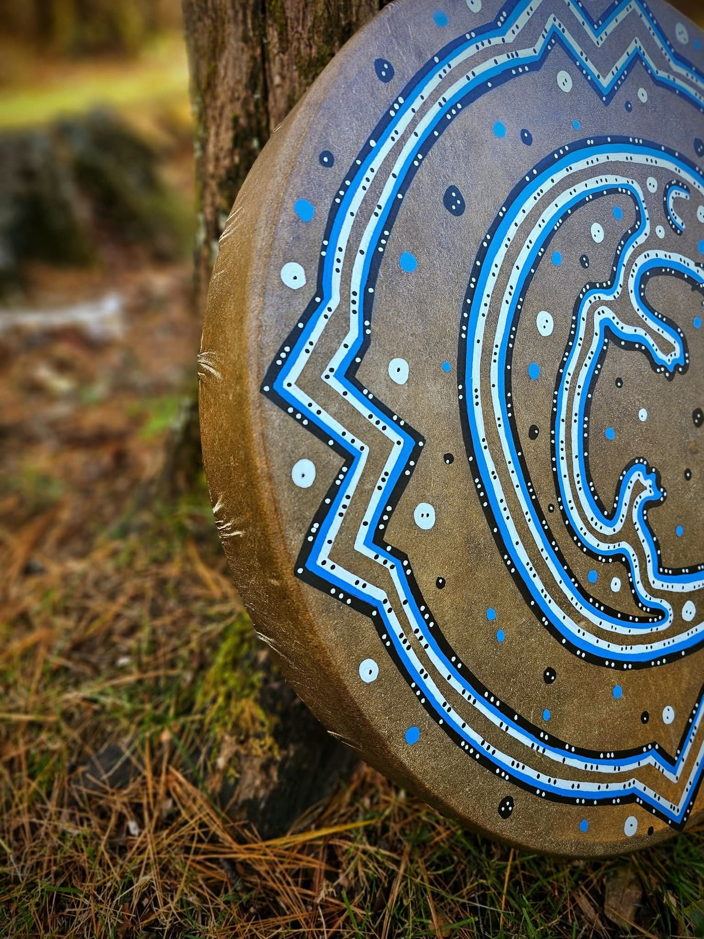 Kanawha River Otter Night Sky Horse Hide Drum 20"