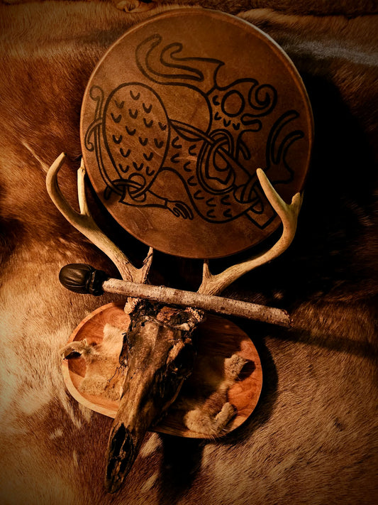 Horse Hide 12" Viking Art Drum With Beater
