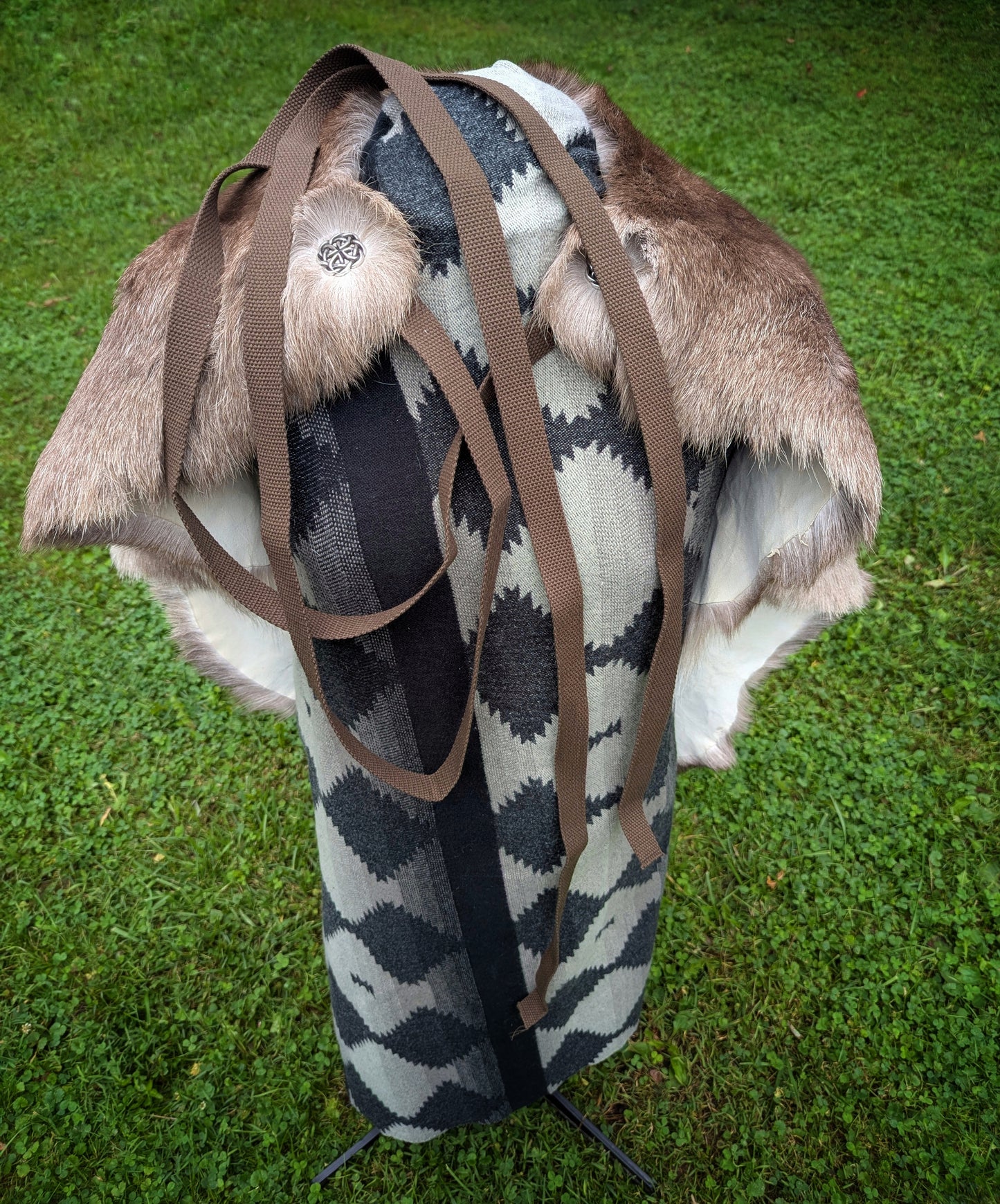 Reindeer Hide Cloak | Viking Cloak | Brown Wraparound Style Finnish Reindeer Fur Cloak | Adjustable