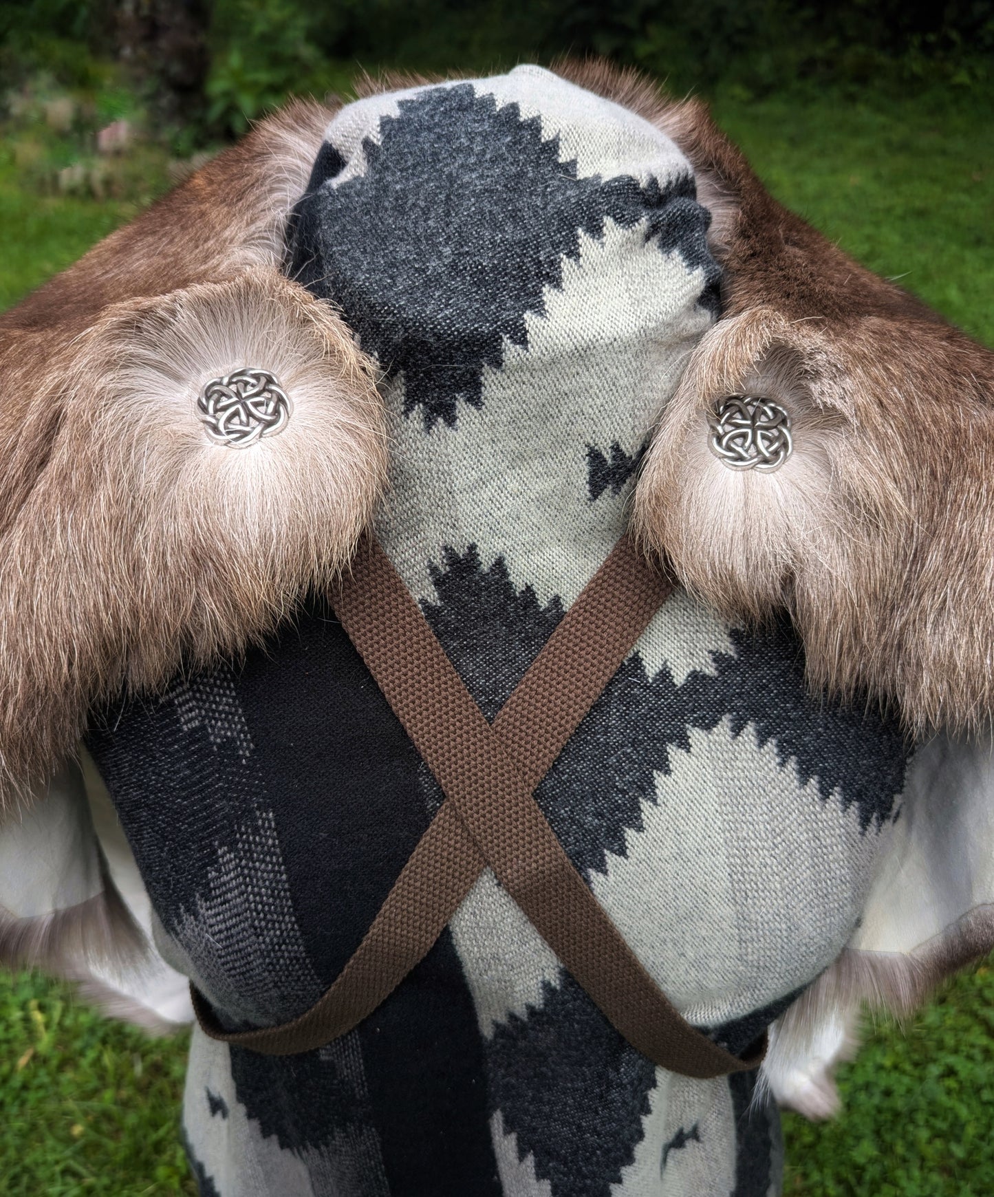 Reindeer Hide Cloak | Viking Cloak | Brown Wraparound Style Finnish Reindeer Fur Cloak | Adjustable