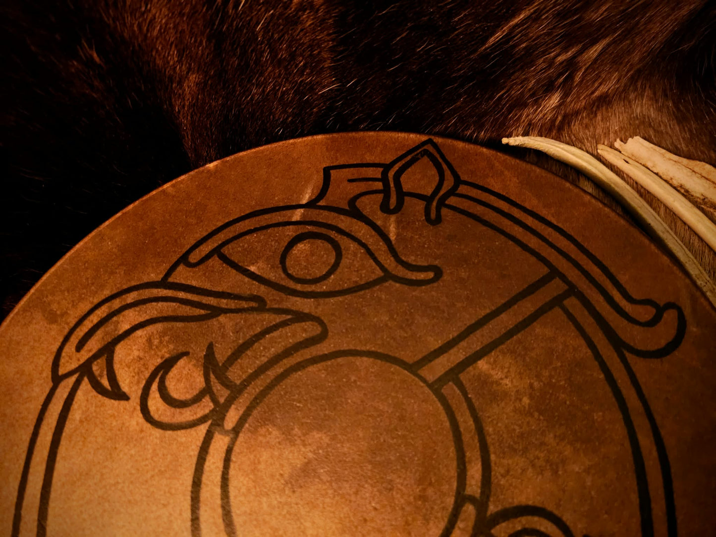 Horse Hide Viking Art Drum 15" With Beater