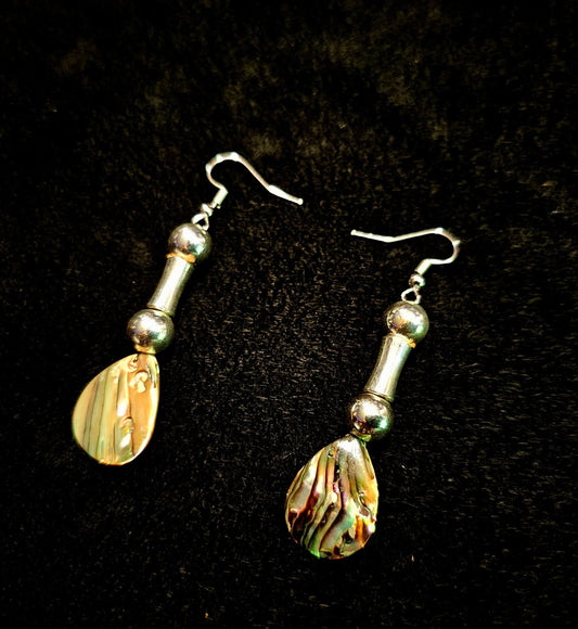 Abalone & Hematite Teardrop Earrings in Sterling Silver