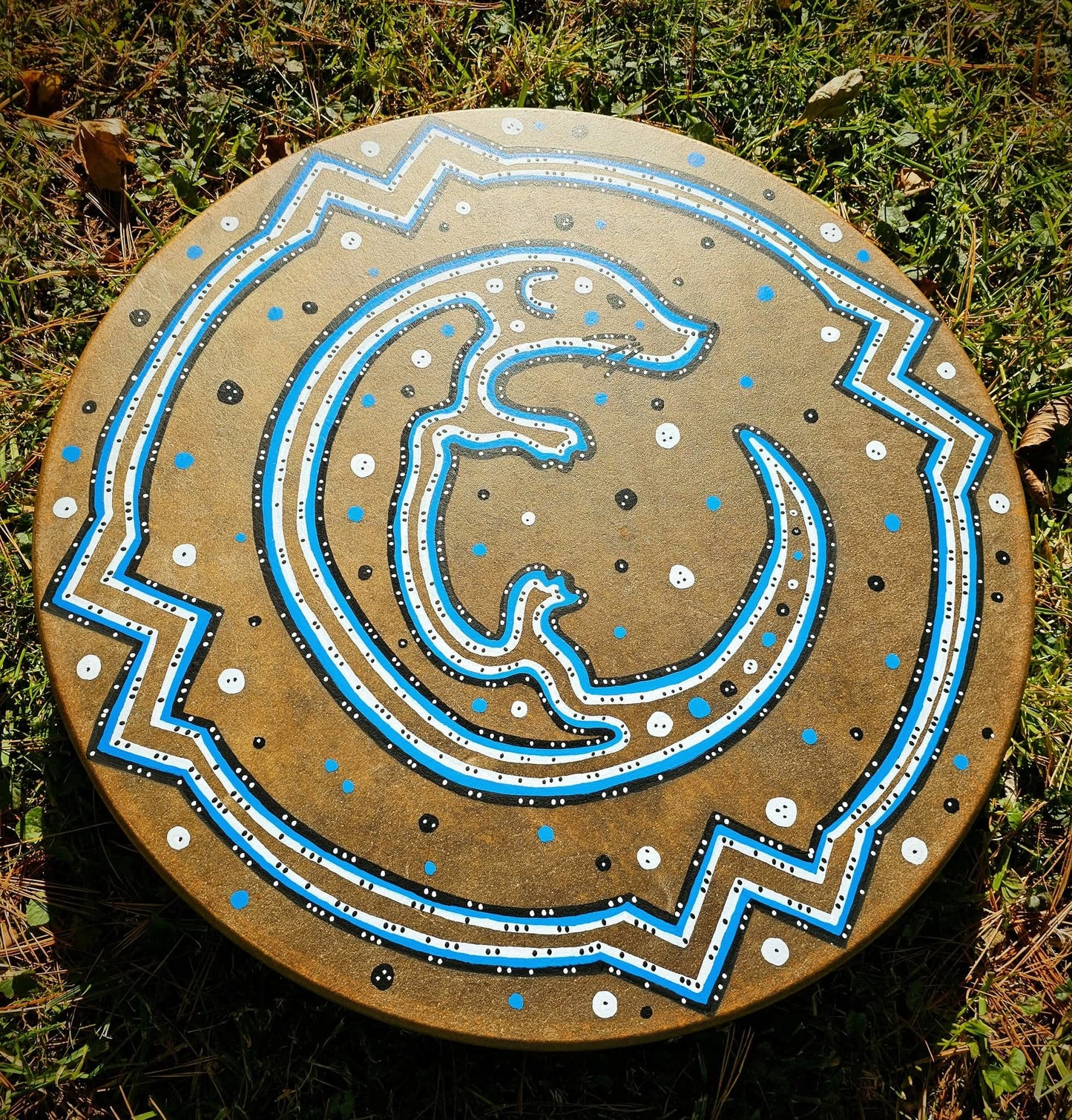 Kanawha River Otter Night Sky Horse Hide Drum 20"