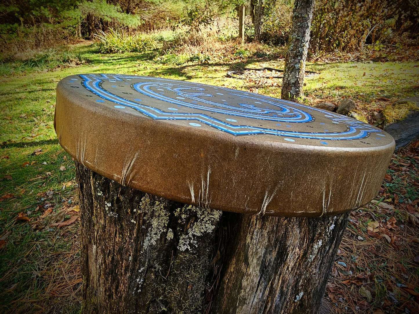 Kanawha River Otter Night Sky Horse Hide Drum 20"