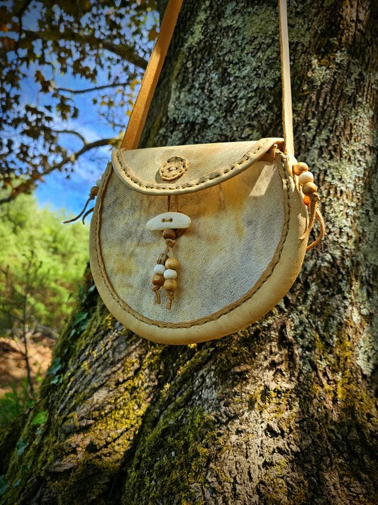 Bear Rawhide and Buckskin Crossbody Bag