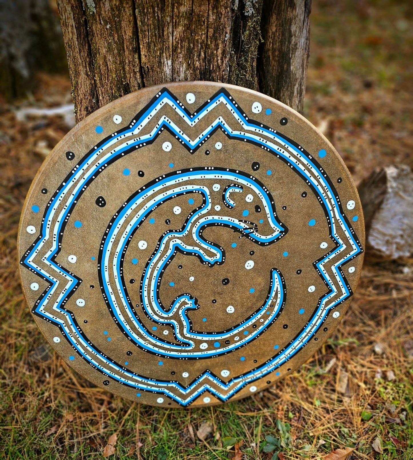 Kanawha River Otter Night Sky Horse Hide Drum 20"