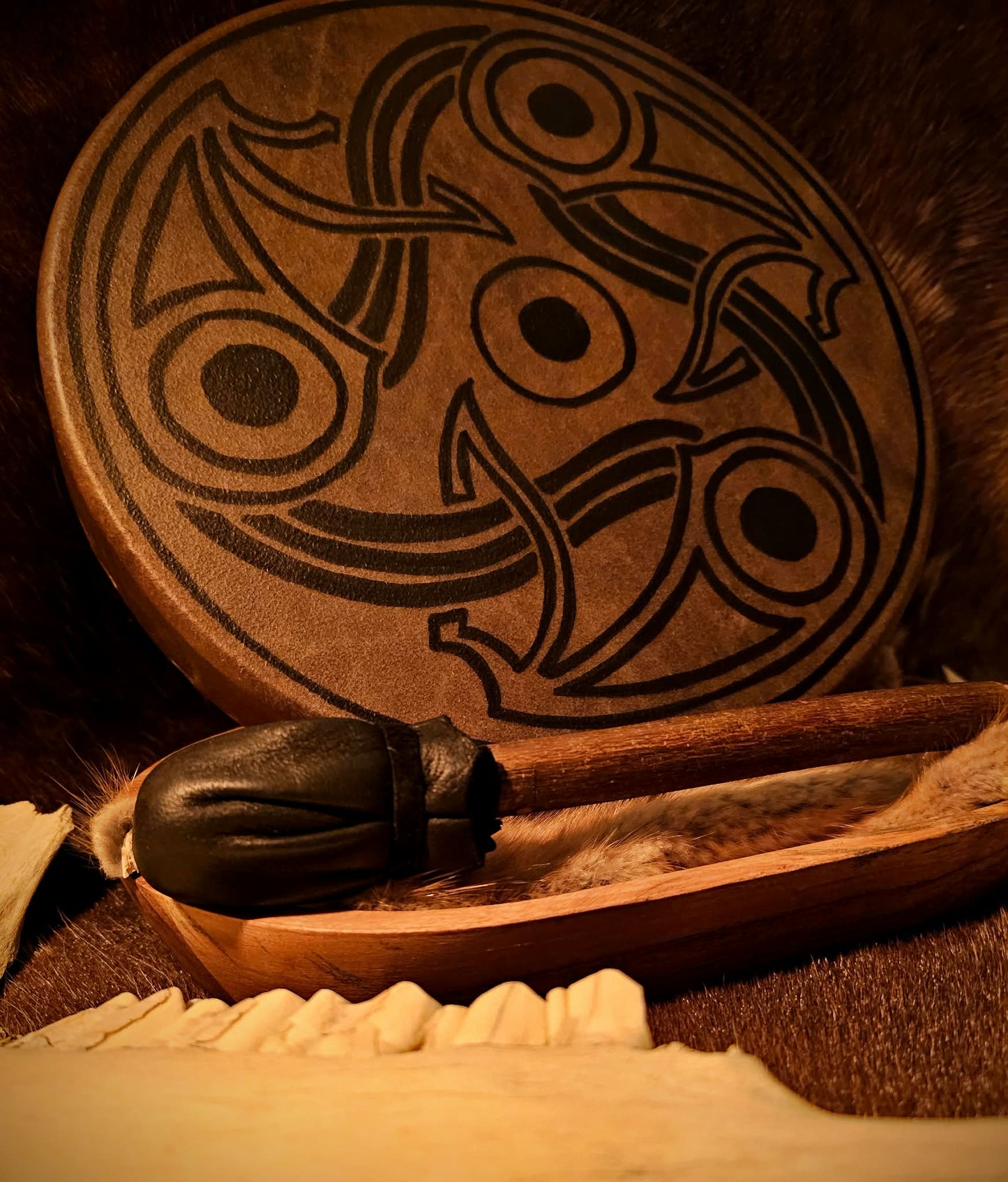 Bison Hide 12" Viking Art Drum With Beater