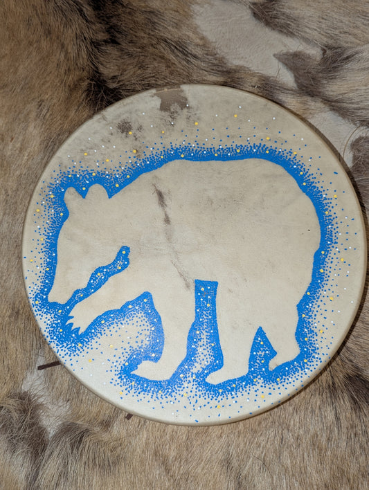12 Inch Deer Hide Bear Drum With Beater | Hand Painted | Deer Hide Drum