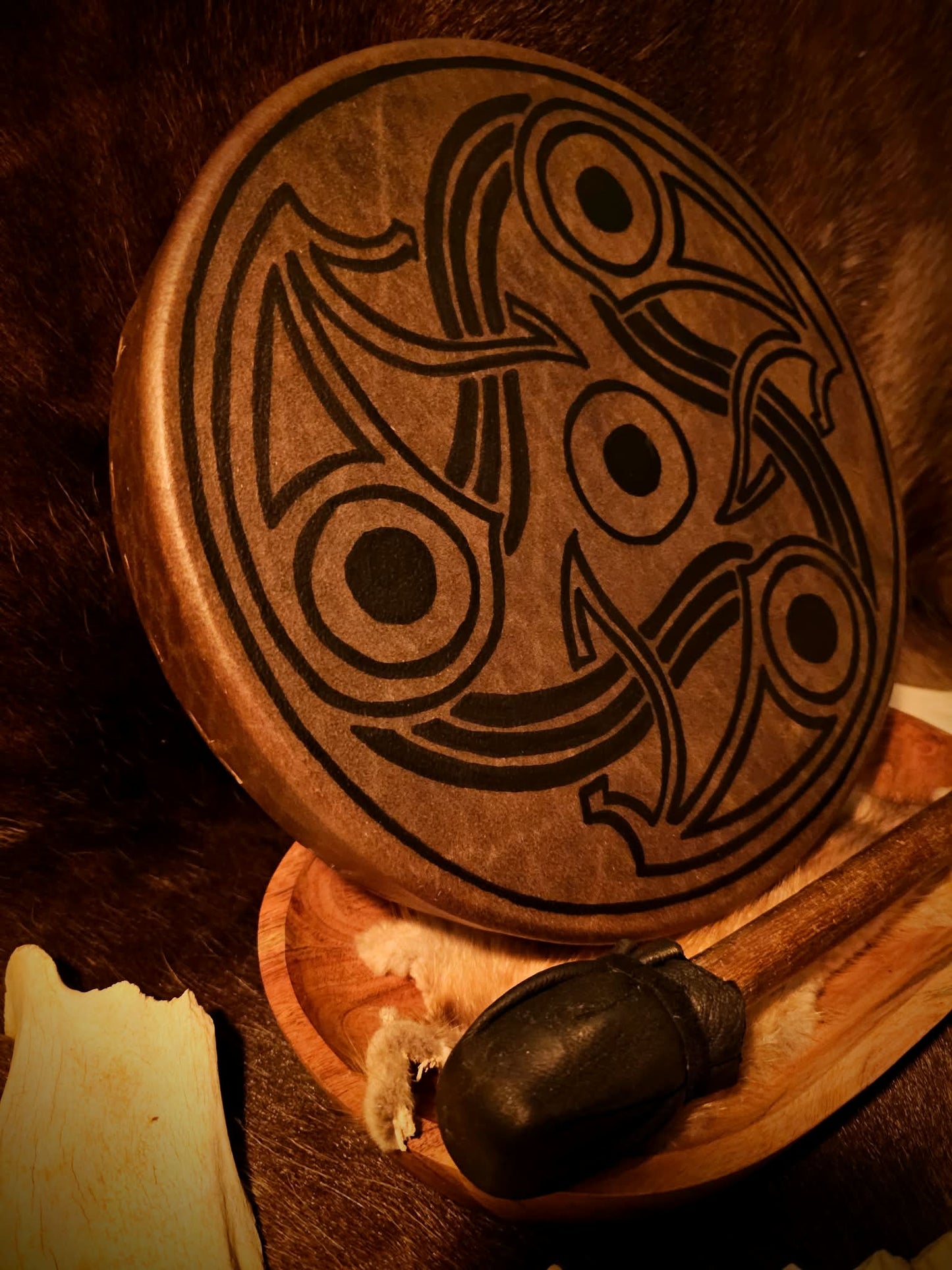 Bison Hide 12" Viking Art Drum With Beater