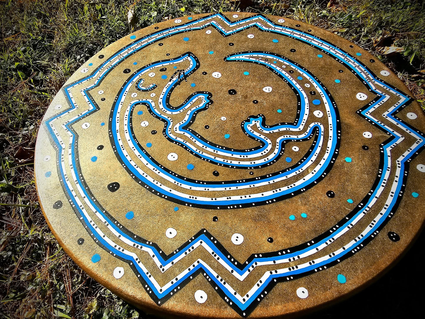 Kanawha River Otter Night Sky Horse Hide Drum 20"