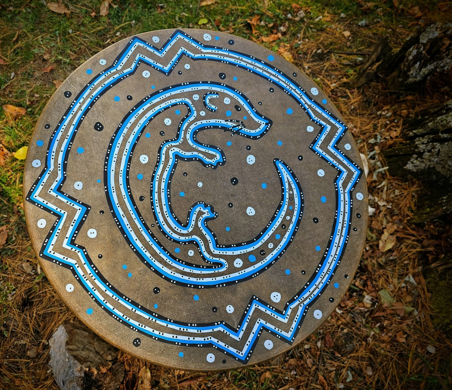 Kanawha River Otter Night Sky Horse Hide Drum 20"