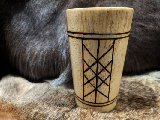 Web of Wyrd Hand Burned Wood Cup