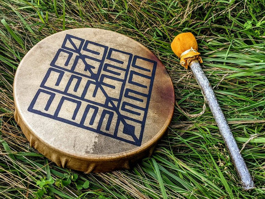 Yggdrasil Art Deer Skin Shaman Drum 10" With Alder Branch Beater Hand Painted Norse Pagan Asatru Norse Mythology