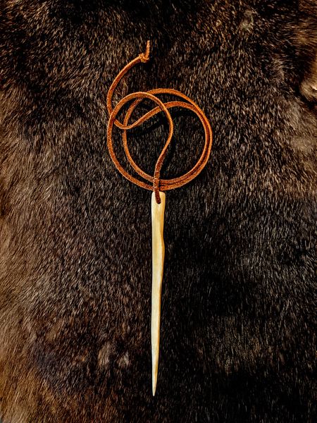 Elk Bone Cloak Pin | Fibula | Leather Cord