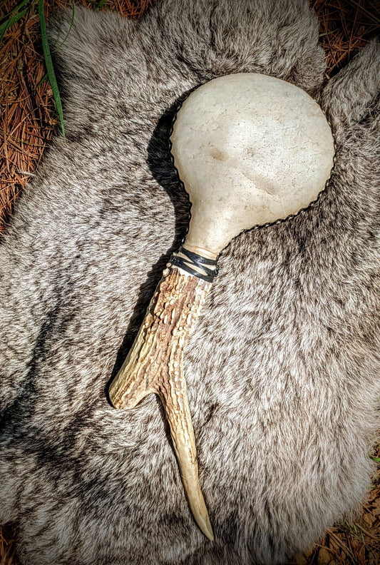 Deer Dance Antler White Hide Rattle