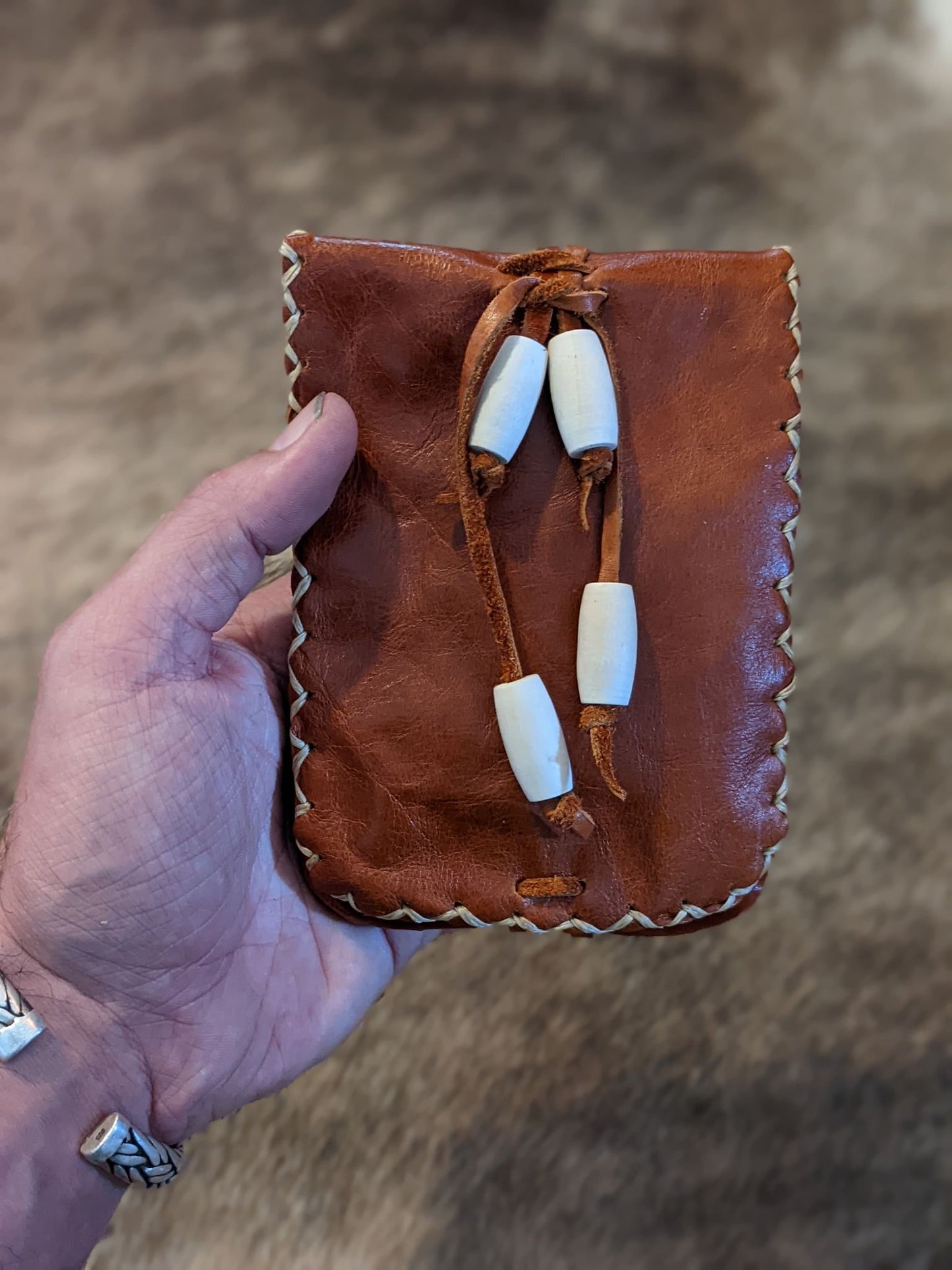 Hand Sewn Leather Pouch | Rune Bag | Elder Futhark Engraving