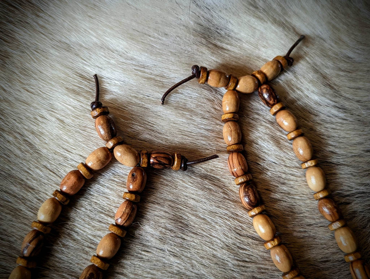 Roe Deer Antler Wood Bead Luck Necklace