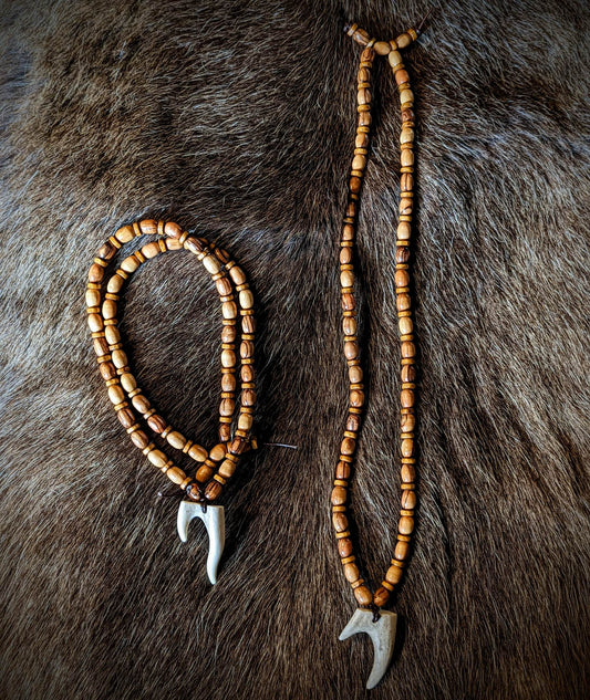 Roe Deer Antler Wood Bead Luck Necklace