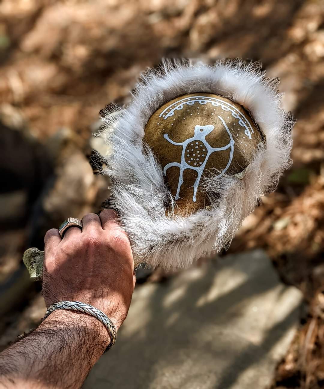 "Dog Shaman" Dream Rattle | Coyote Fur | Elk Hide | Deer Bone