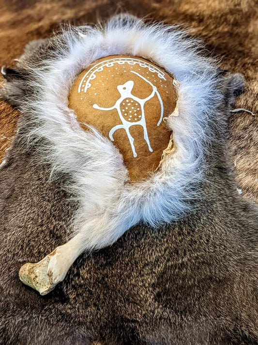 "Dog Shaman" Dream Rattle | Coyote Fur | Elk Hide | Deer Bone