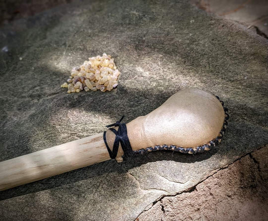 Elder Wood Deer Hide Rattle