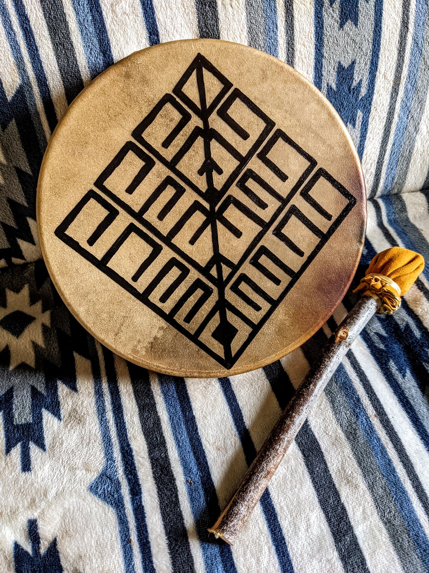 Yggdrasil Art Deer Skin Shaman Drum 10" With Alder Branch Beater Hand Painted Norse Pagan Asatru Norse Mythology