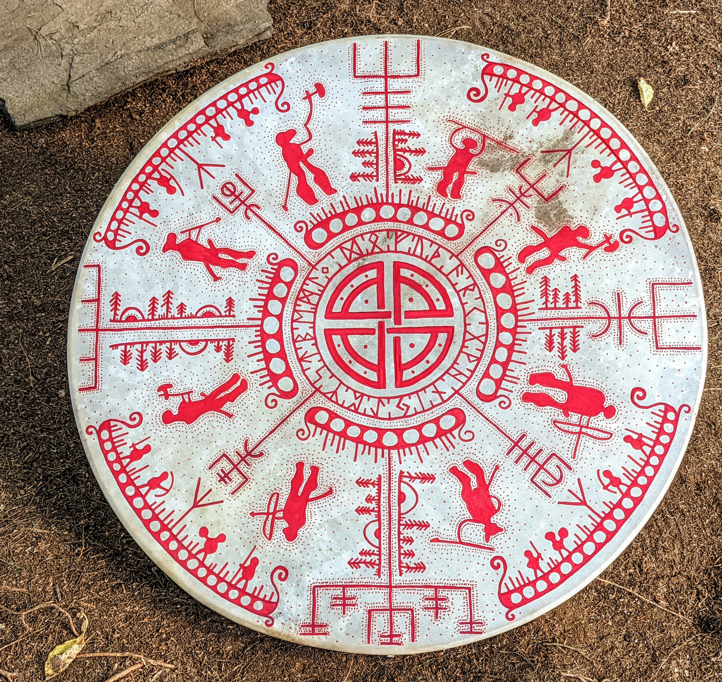 Nine Journeys Big 30" Goat Hide Shaman Drum Hand Painted Norse Pagan Heathen Asatru