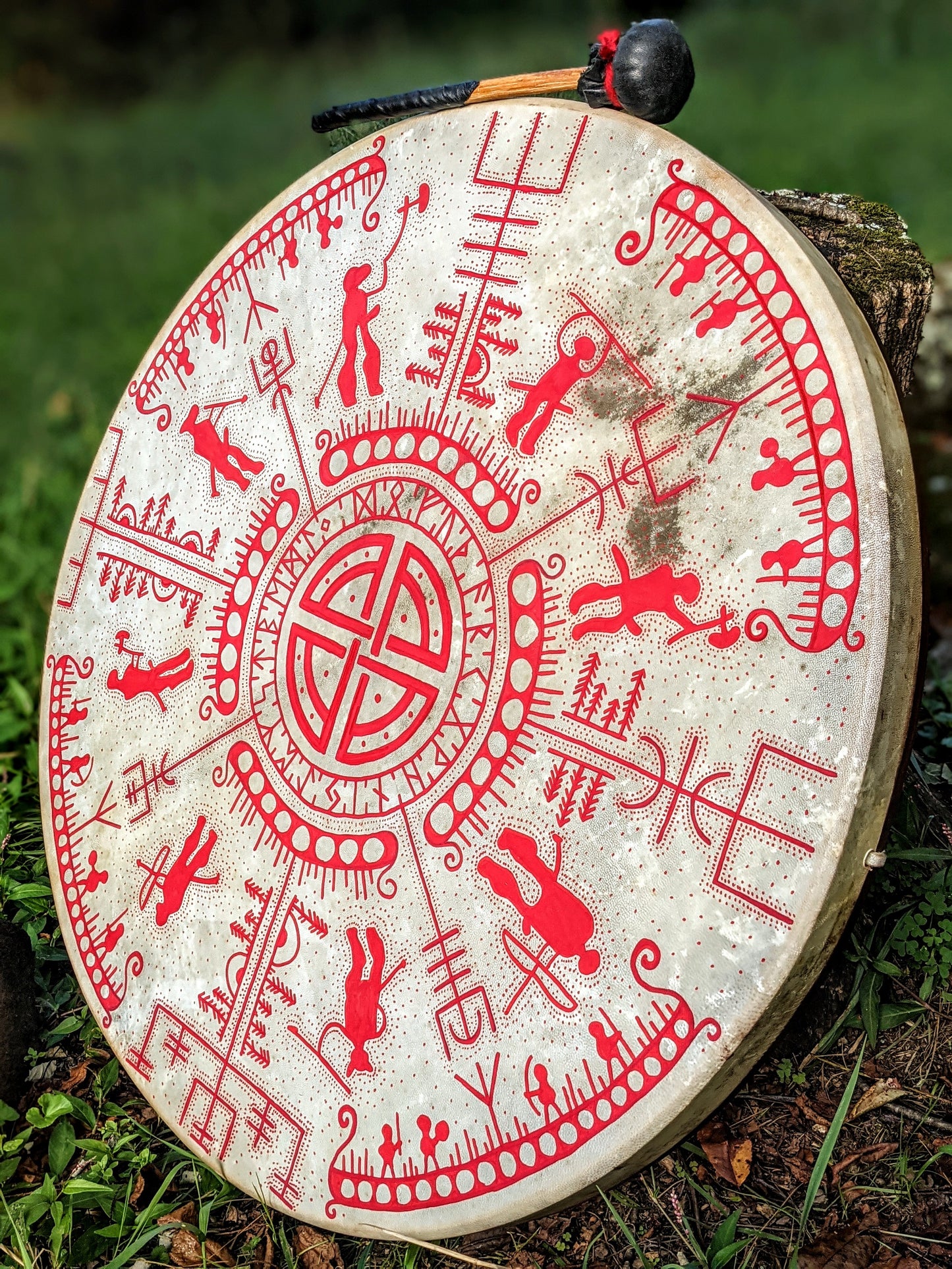 Nine Journeys Big 30" Goat Hide Shaman Drum Hand Painted Norse Pagan Heathen Asatru