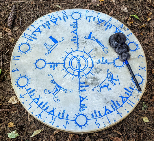 Óðinns Draumur / Óðinns Dream Big 30" Goat Hide Shaman Drum Hand Painted Norse Pagan Heathen Asatru