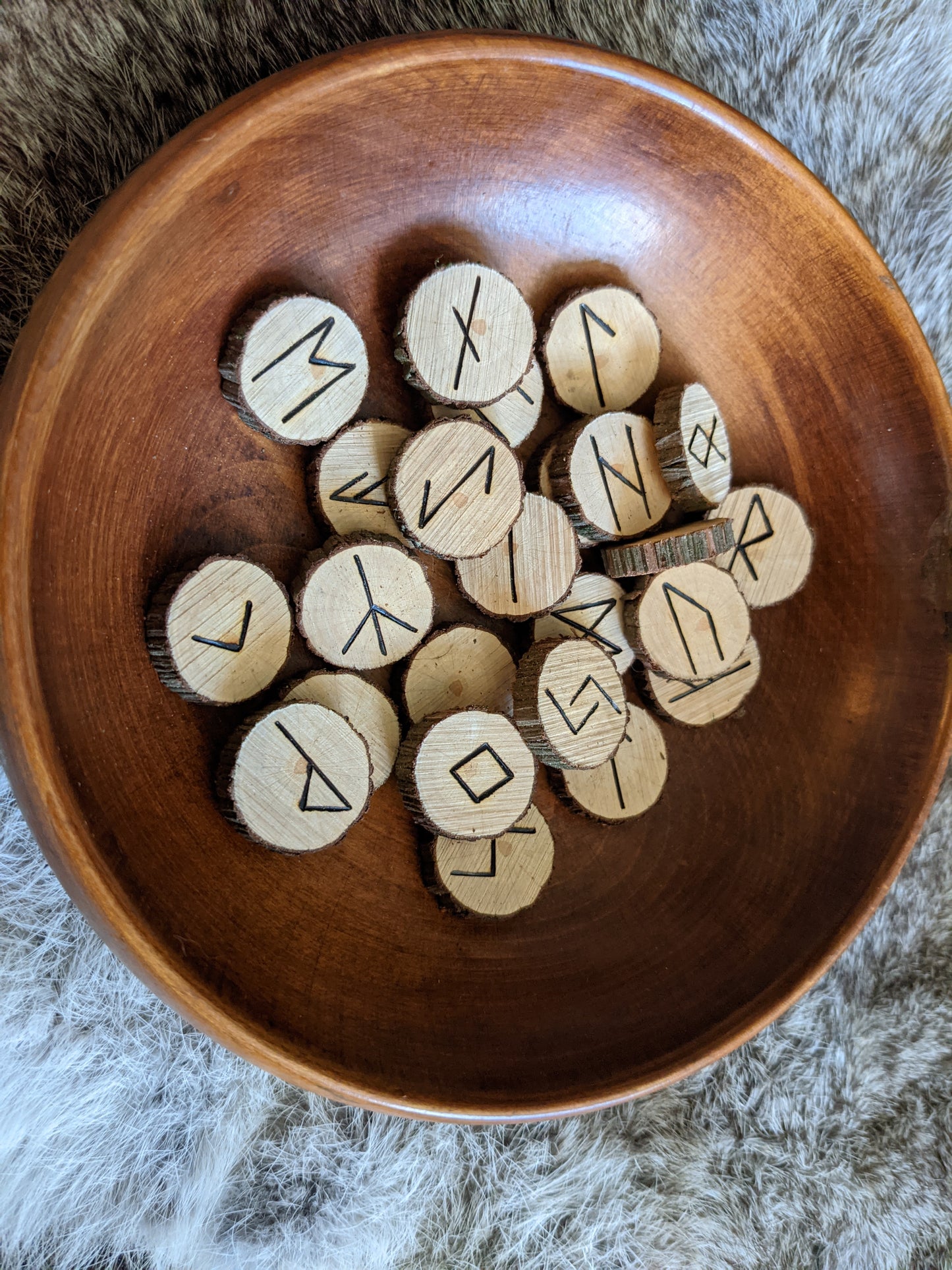 Mountain Laurel Evergreen Wood Rune Set Unique Elder Futhark Runes