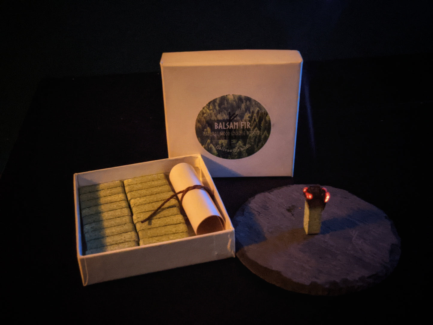 Fir Wood Natural Block Incense with Slate Holder | Natural Balsam Wood Incense | Incense Gift Box | Norse Pagan | Mountain Shaman
