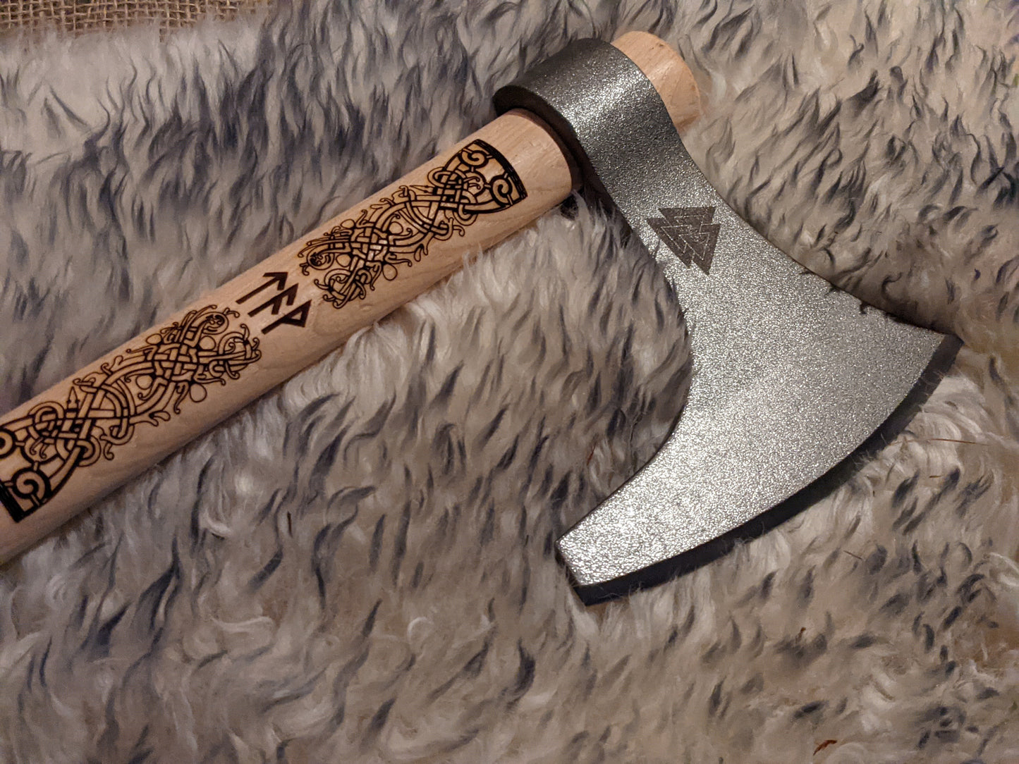 30" Bearded Viking Battle Axe Custom Rune Initials Engraved