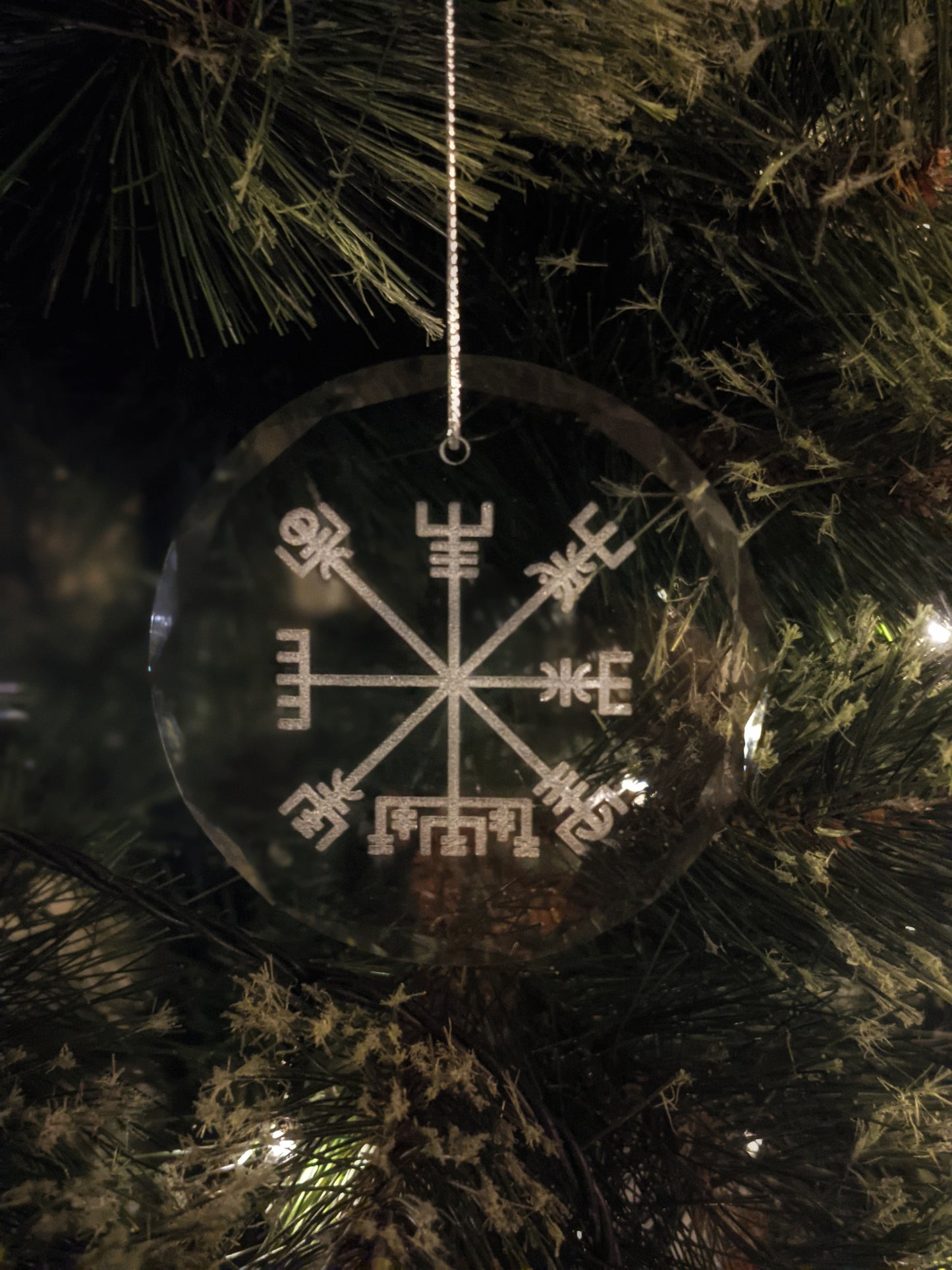 Faceted Crystal Vegvisir Ornament | Yule Ornament | Pagan Christmas | Pagan Gift | Asatru Gift
