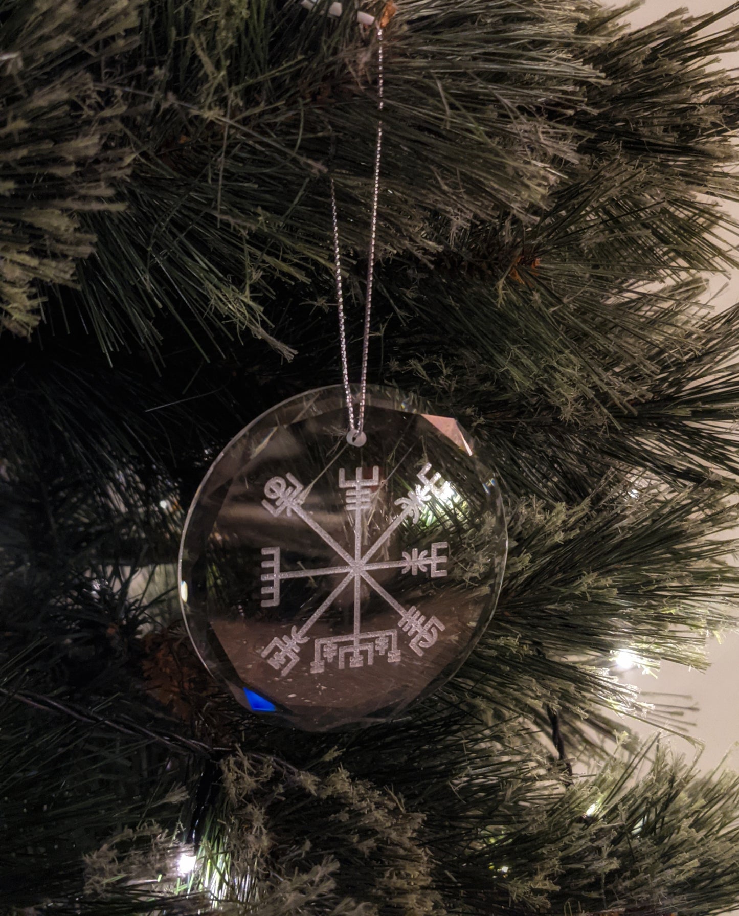 Faceted Crystal Vegvisir Ornament | Yule Ornament | Pagan Christmas | Pagan Gift | Asatru Gift
