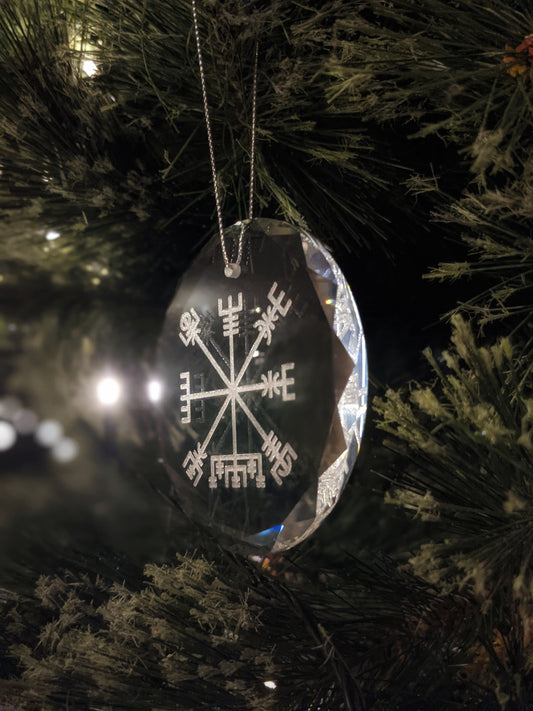 Faceted Crystal Vegvisir Ornament | Yule Ornament | Pagan Christmas | Pagan Gift | Asatru Gift