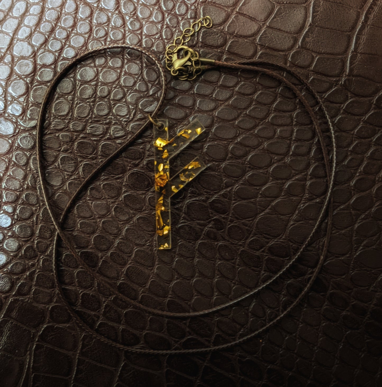 Freya Fehu Rune Manifest Wealth + Prosperity Norse Love Goddess Pendant Necklace | Amber Gold Flake